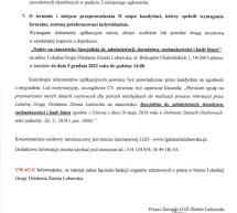 Nabór kandydatów na wolne stanowisko – Lokalna Grupa Działania Ziemia Lubawska