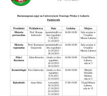 Harmonogram zajęć na Uniwersytecie Trzeciego Wieku w Lubawie na miesiąc październik