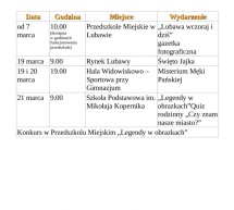 Kalendarz imprez – marzec Kalendarz imprez – marzec