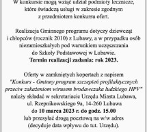 Otwarty konkurs ofert ns realizację Gminnego programu szczepień profilaktycznych przeciw zakażeniom wirusem brodawczaka ludzkiego HPV Otwarty konkurs ofert ns realizację Gminnego programu szczepień profilaktycznych przeciw zakażeniom wirusem brodawczaka ludzkiego HPV