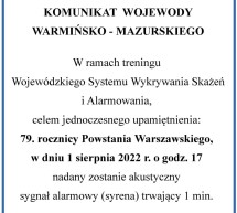 Komunikat Wojewody Warmińsko – Mazurskiego