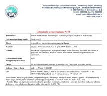 Ostrzeżenie meteorologiczne Ostrzeżenie meteorologiczne
