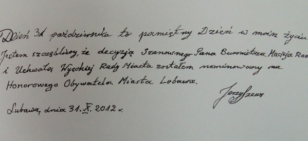 Honorowy Obywatel Lubawy – dr Jerzy Szews – nie żyje Honorowy Obywatel Lubawy – dr Jerzy Szews – nie żyje