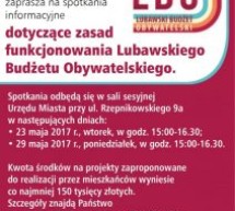 Spotkanie informacyjne dotyczące zasad Lubawskiego Budżetu Obywatelskiego Spotkanie informacyjne dotyczące zasad Lubawskiego Budżetu Obywatelskiego