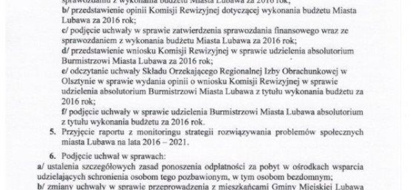 XXXI zwyczajna sesja Rady Miasta Lubawa XXXI zwyczajna sesja Rady Miasta Lubawa