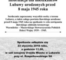 Informacja dla mieszkańców Lubawy urodzonych przed  8 maja 1945 roku